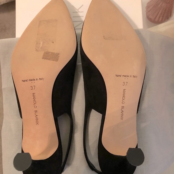 ✨PRICE FIRM✨👠Authentic Black Suede Manolo Blahnik Slingbacks EU 37 US 6.5B - Picture 6 of 10
